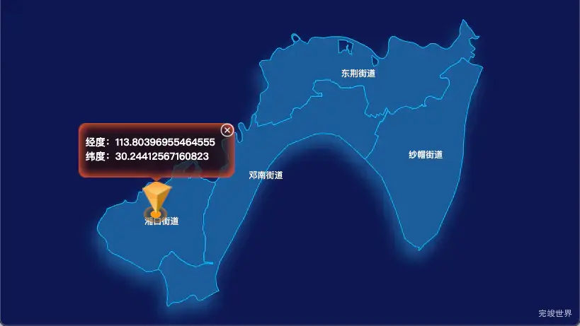 echarts 武汉市汉南区geoJson地图根据经纬度显示自定义html弹窗